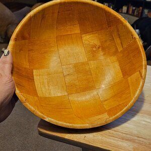12" woven wood salad bowl